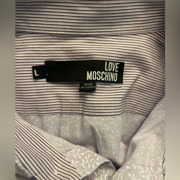 Love Moschino Button Down Peace Sign Light Purple Size Large - Picture 2 of 6